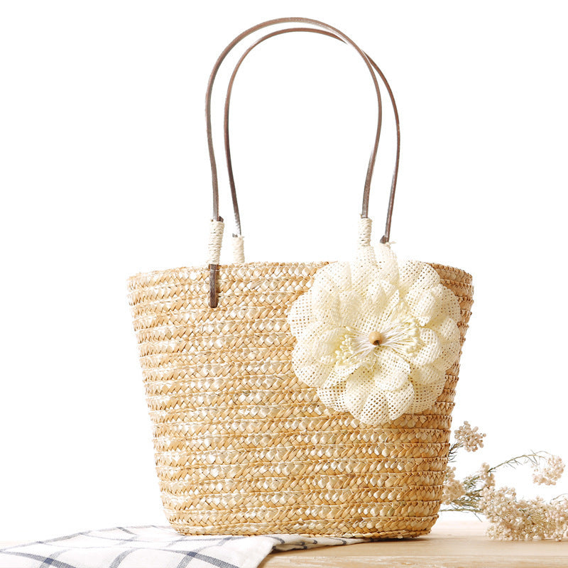 Beach bag with decorative flower detail embellishment Kalsten