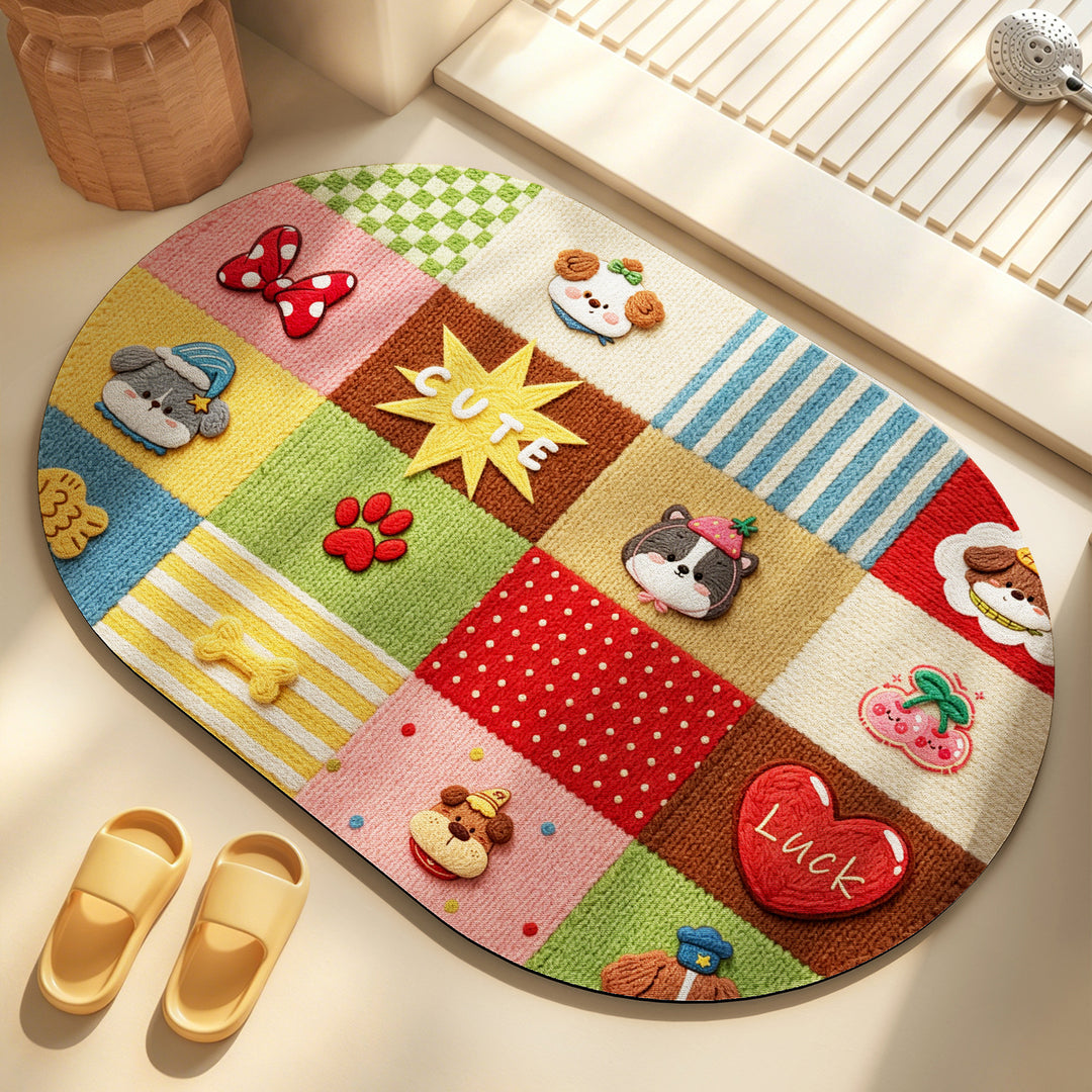 Decorative Flower-Themed Bath Mat