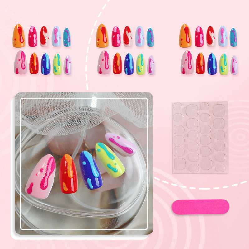 Artistic Drip-Inspired Press-On Nail Art Kalsten