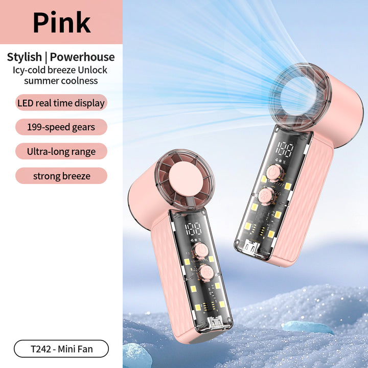 Women's nan compact rechargeable handheld cooling fan with LED real time display and multi-speed Kalsten