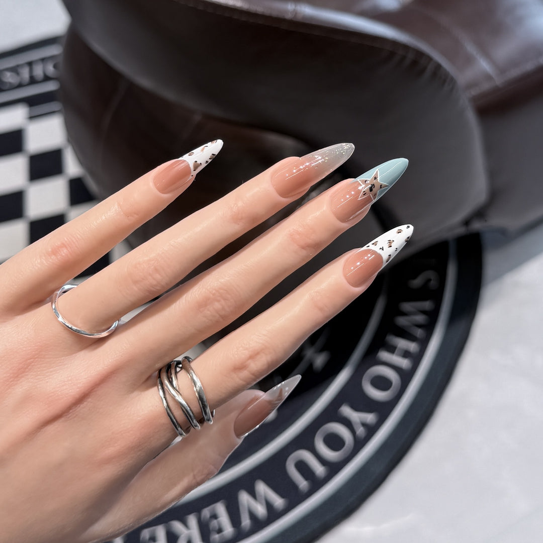 Elegant Stiletto Press-On Nail Set with Artistic Accents Kalsten