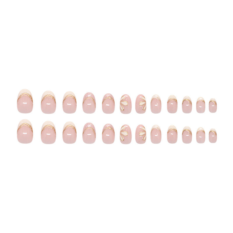 Decorative Floral French Tip Press-On Nails Kalsten