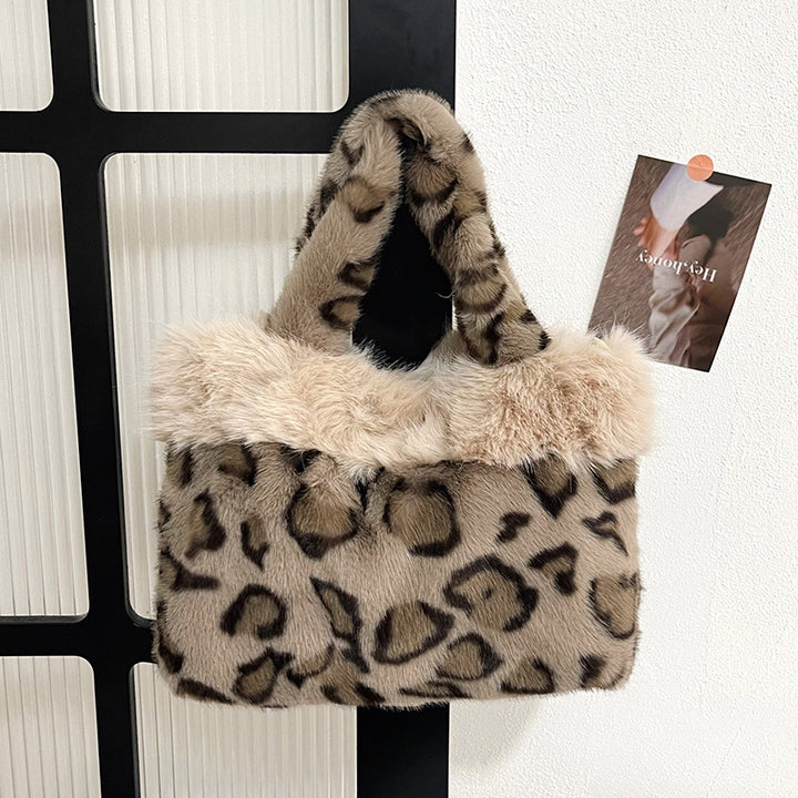 Luxe Faux Fur Leopard Print Handbag