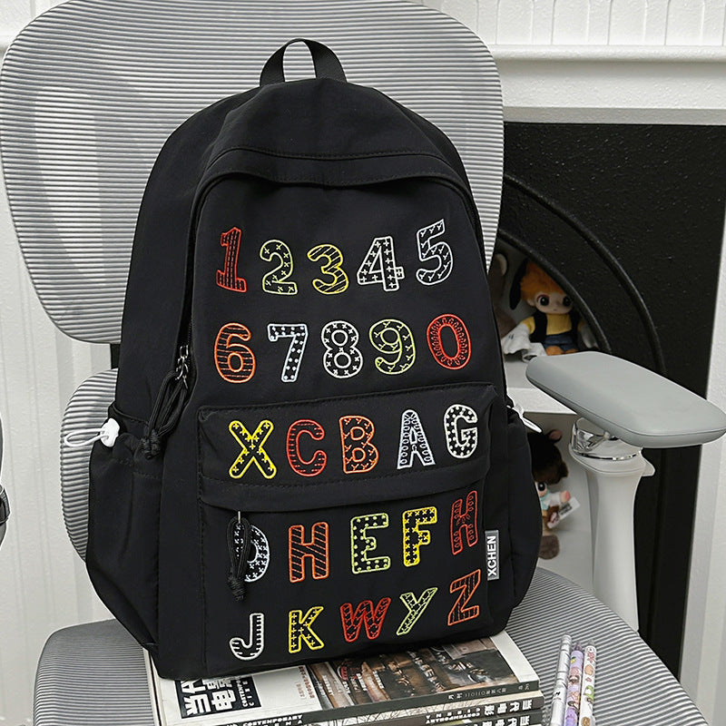 Playful Alphabet Embroidered Backpack
