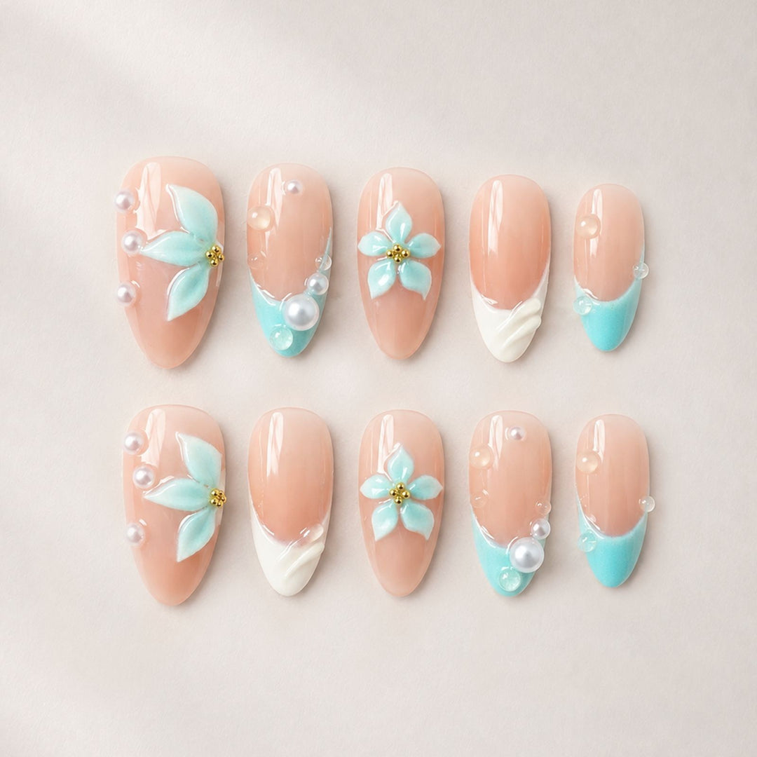 High-quality artificial nails with floral decorations Kalsten
