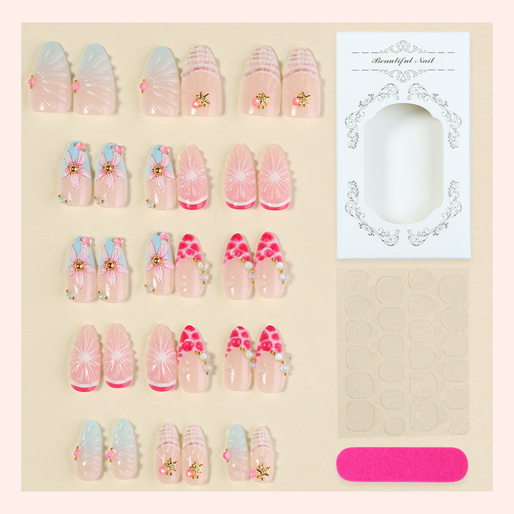 Artistic Press-On Nail Set with 3D Elements kalsten