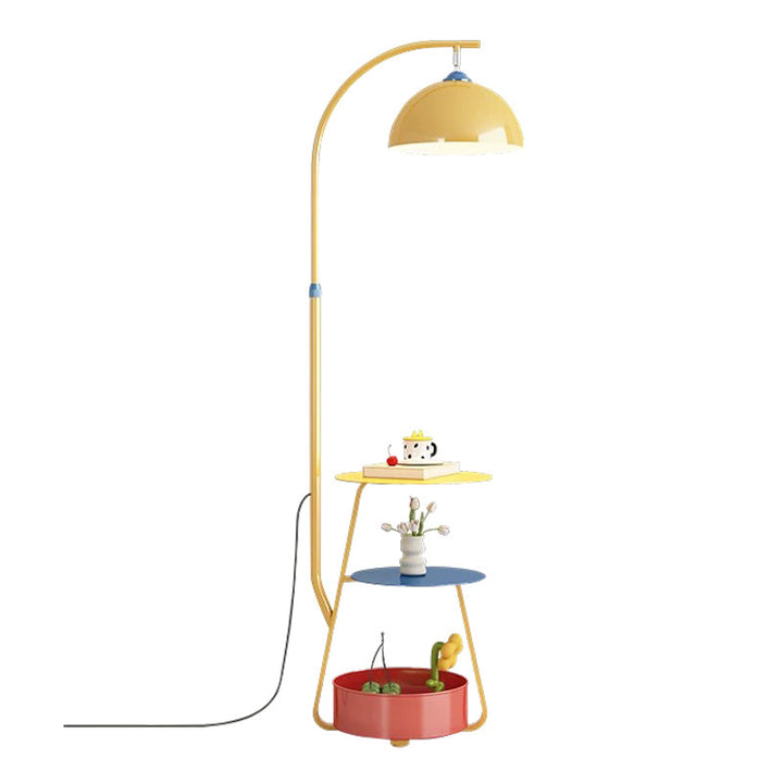 Artistic Arc Floor Lamp with Integrated Side Table