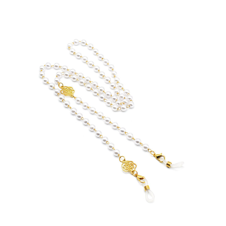 Elegant Pearl and Gold-Accented Eyewear Chain Kalsten