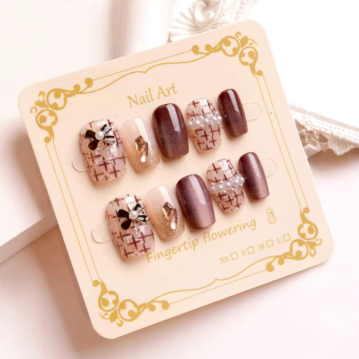 Decorative Floral Press-On Nail Art Kalsten
