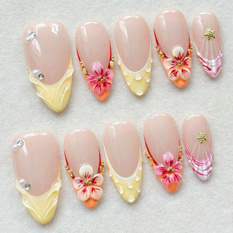 Artificial nail set with glamorous floral and glitter decorations Kalsten