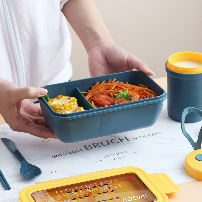 Multi-Compartment Lunch Storage Container with Utensils