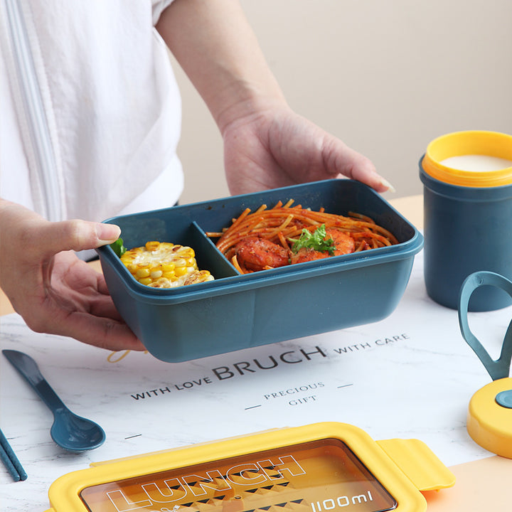Multi-Compartment Lunch Storage Container with Utensils