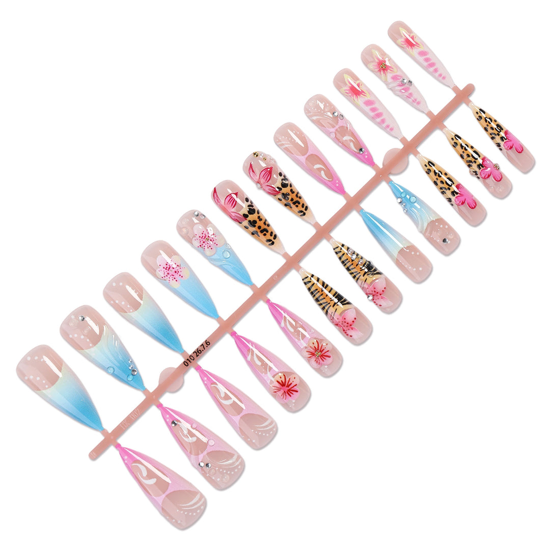 Artificial nail set with floral and animal designs Kalsten