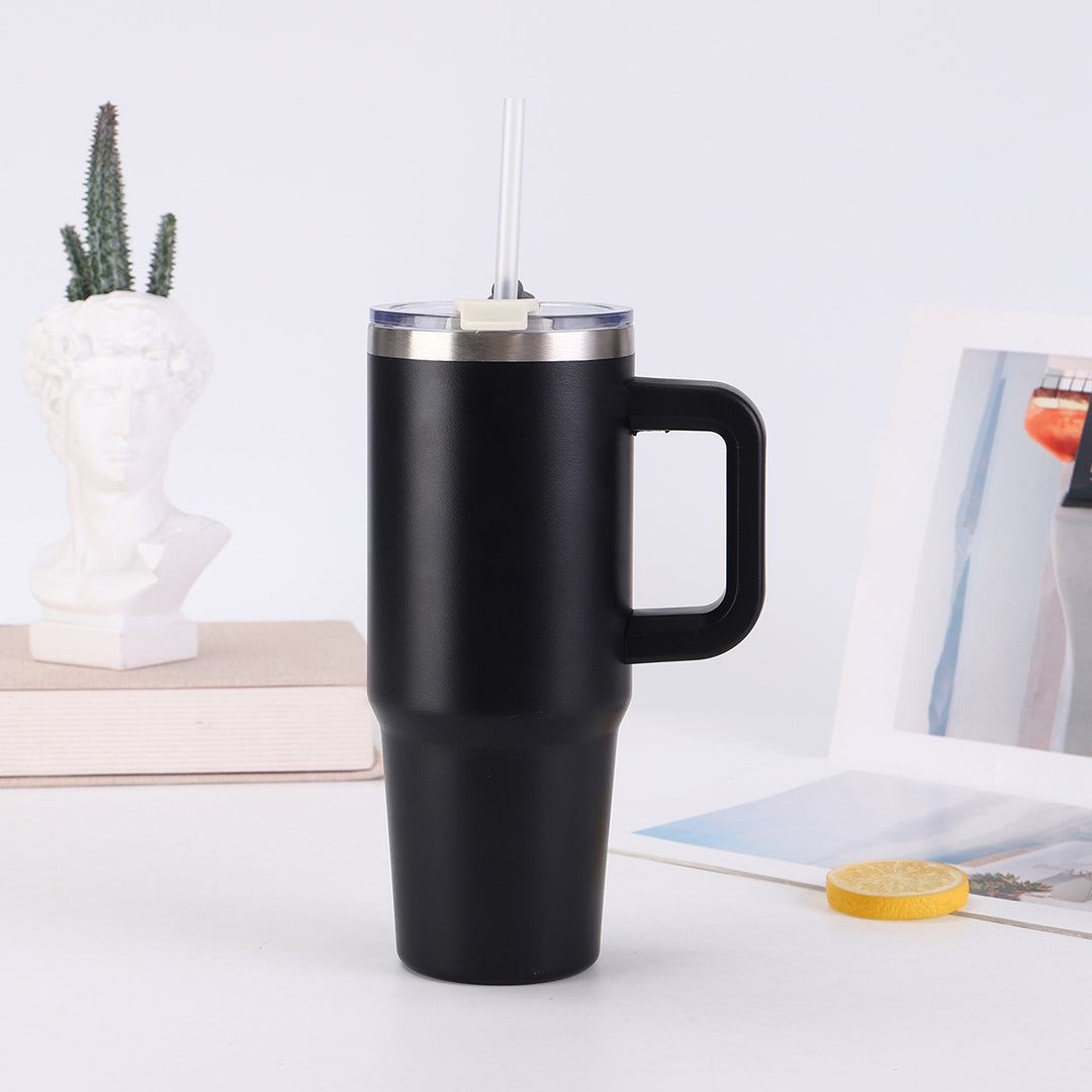 Ladies insulating cup with practical handle and straw Kalsten