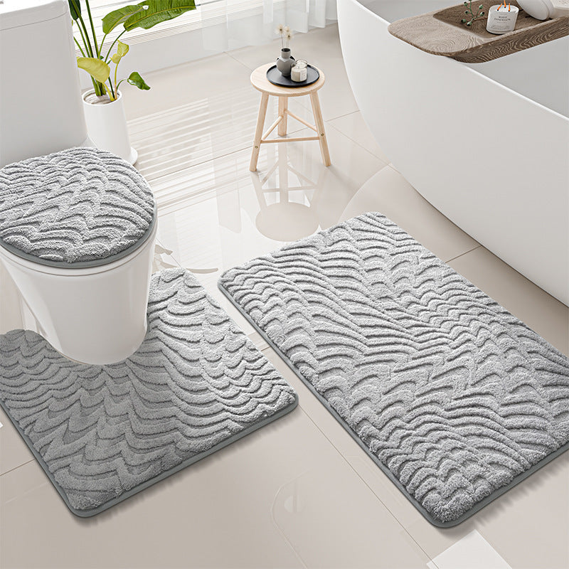 Thick Textured Bathroom Mat Set Kalsten