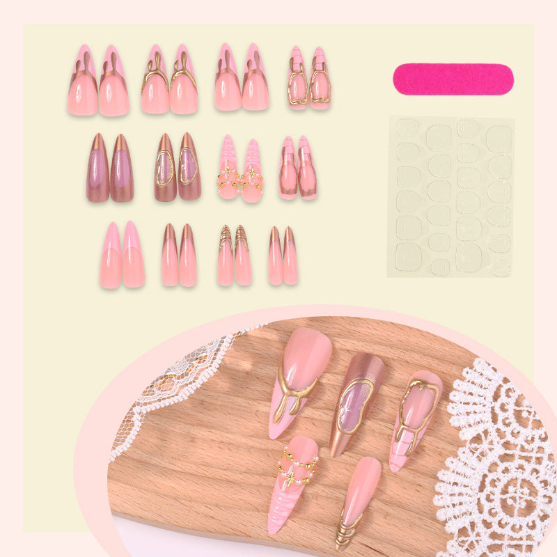 Luxury Press-On Nail Set with Gold Accents Kalsten