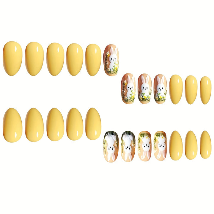Artistic Bunny-Themed Press-On Nail Art Set Kalsten