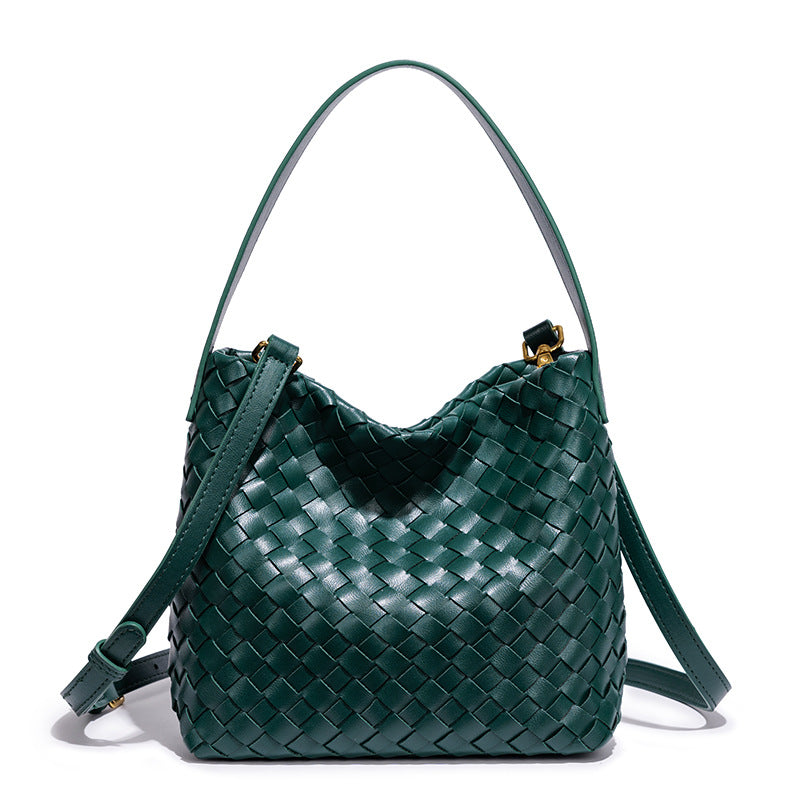 Elegant Woven Leather Shoulder Bag Kalsten