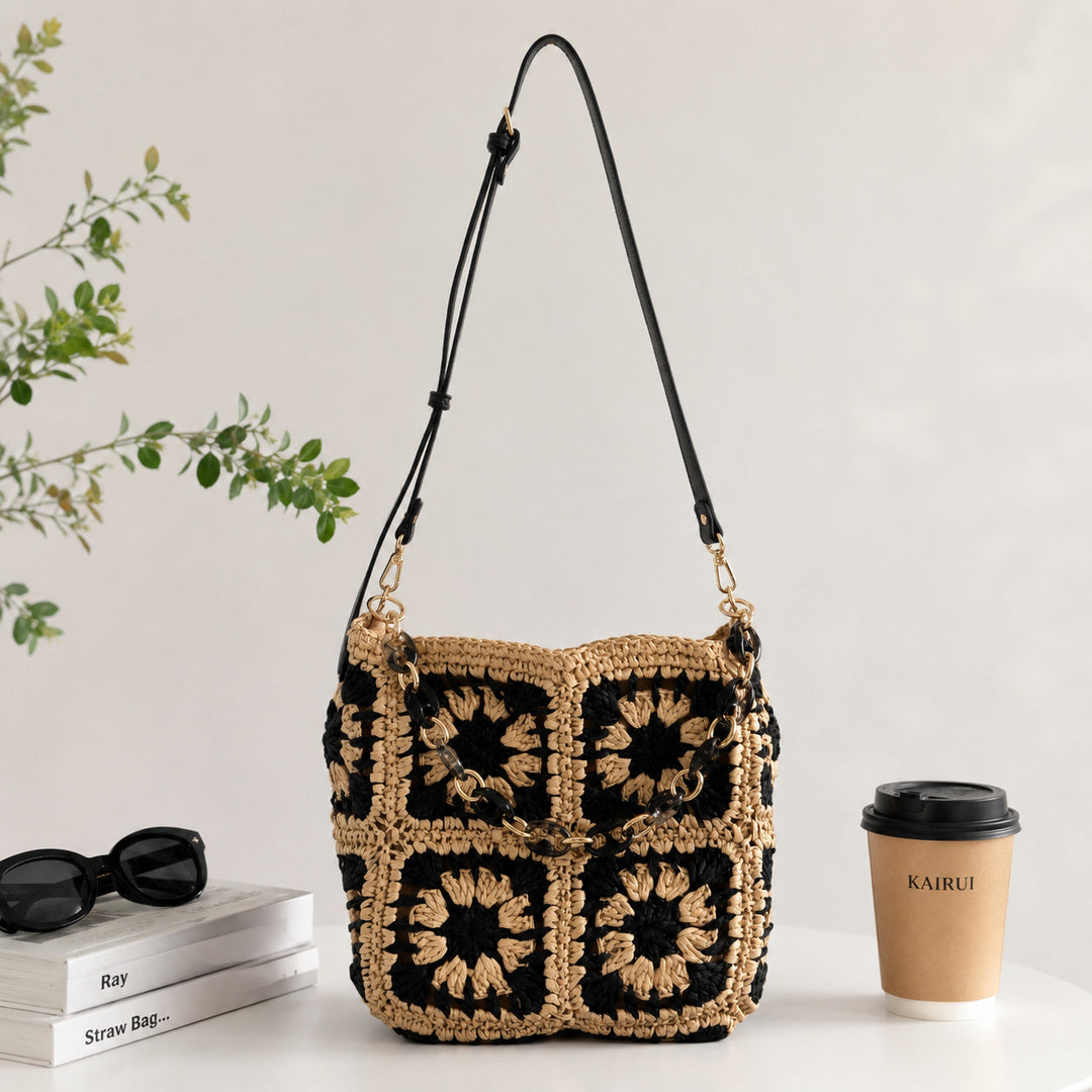 Fashionable Shoulder Bag Made of Handmade Crochet Material Kalsten