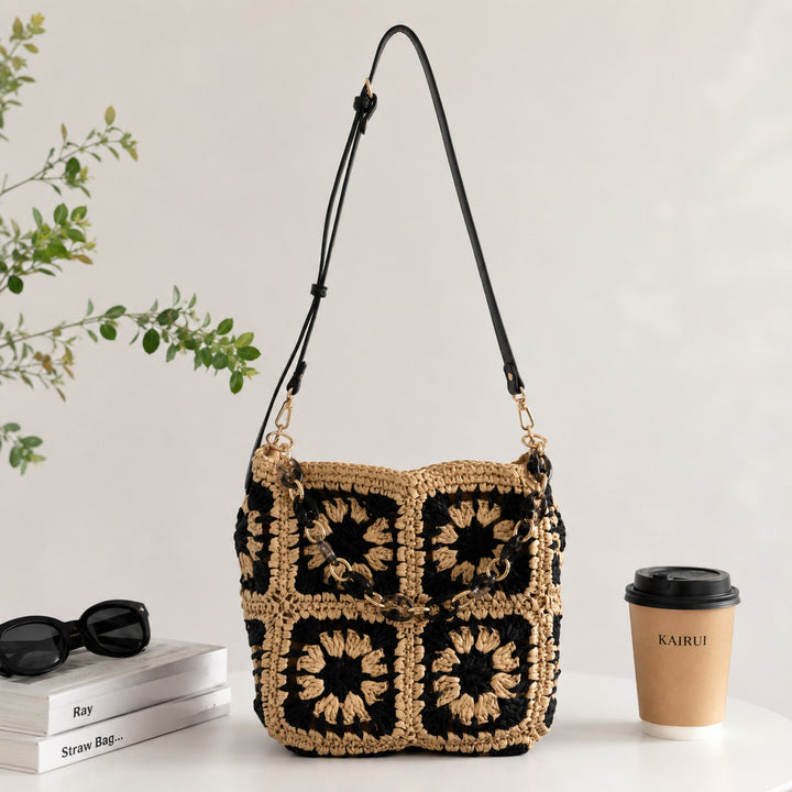 Fashionable Shoulder Bag Made of Handmade Crochet Material Kalsten
