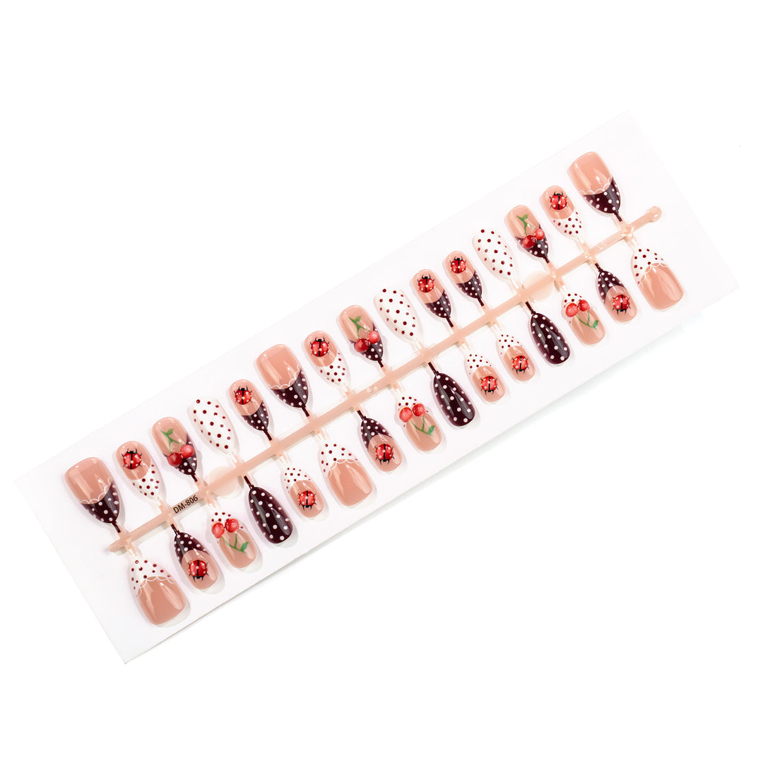 Artistic Cherry-Themed Press-On Nails Kalsten