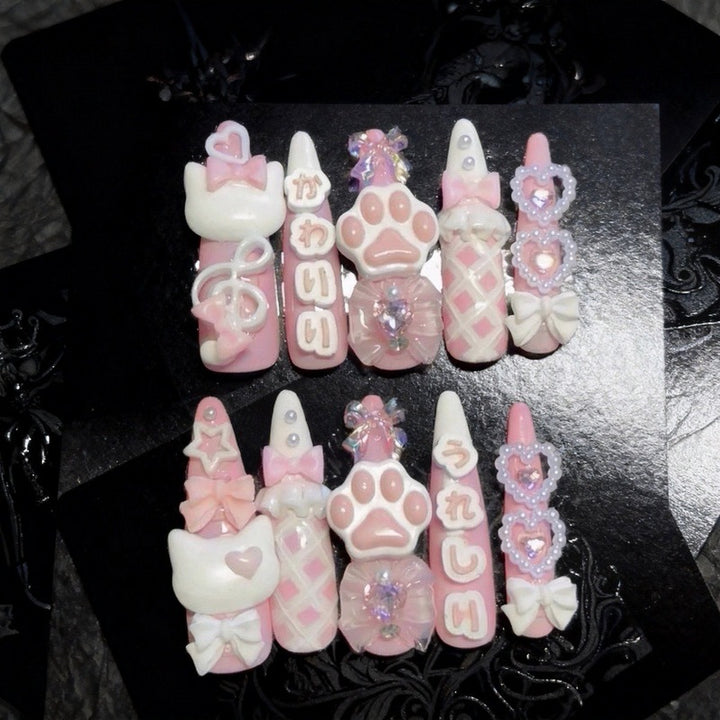 Decorative Themed 3D Press-On Nail Art Set