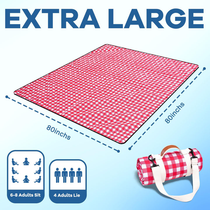 Unisex practical picnic blanket with carrying handle and water-repellent surface Kalsten