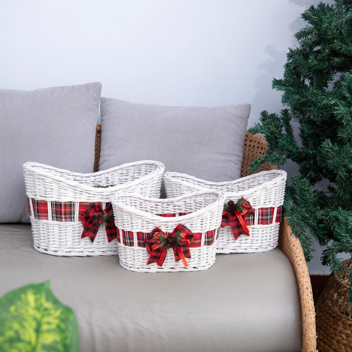 Decorative Woven Storage Basket with Festive Ribbon Kalsten