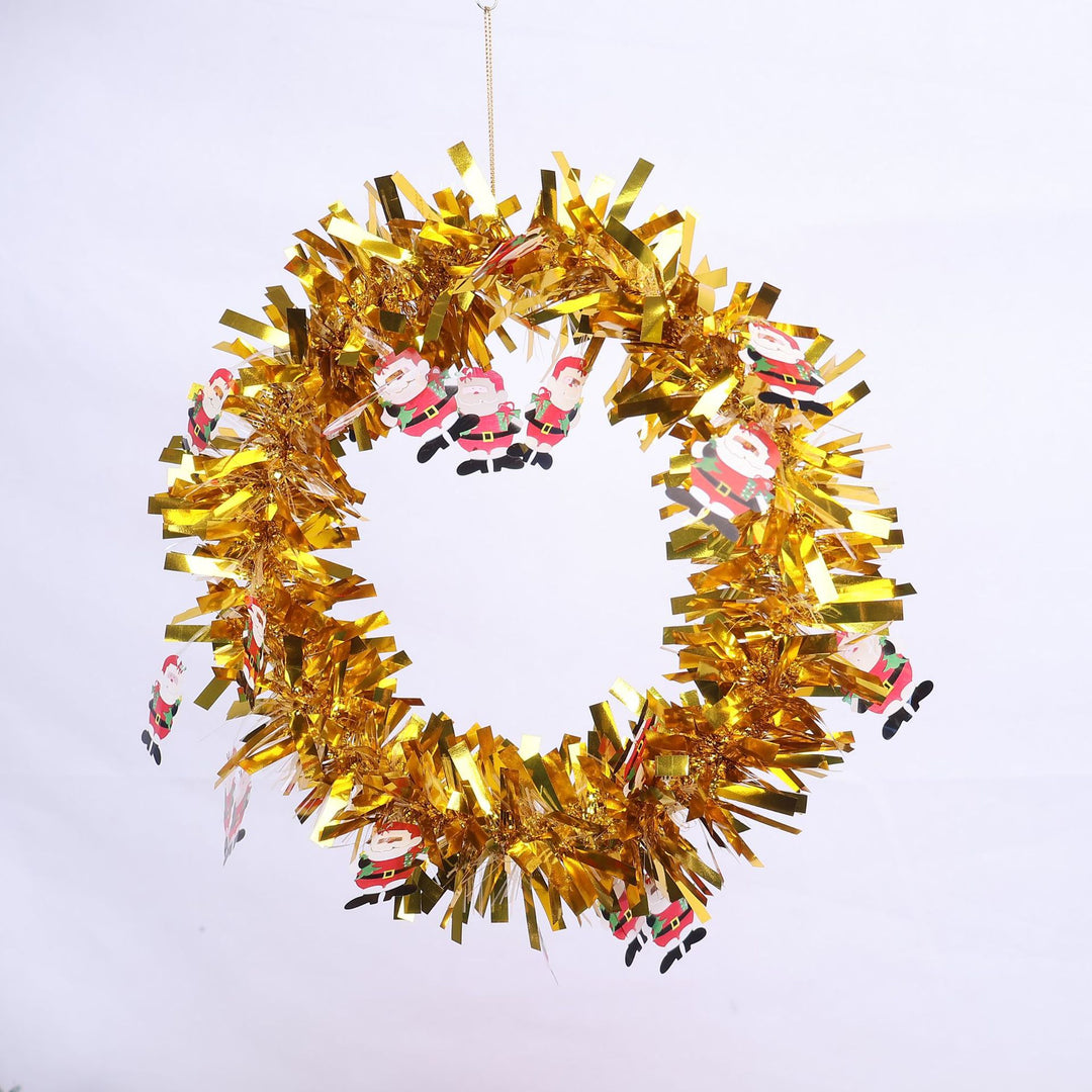 Shiny Christmas wreath with festive designs