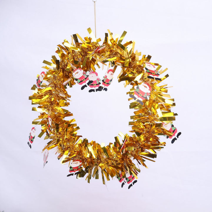 Shiny Christmas wreath with festive designs