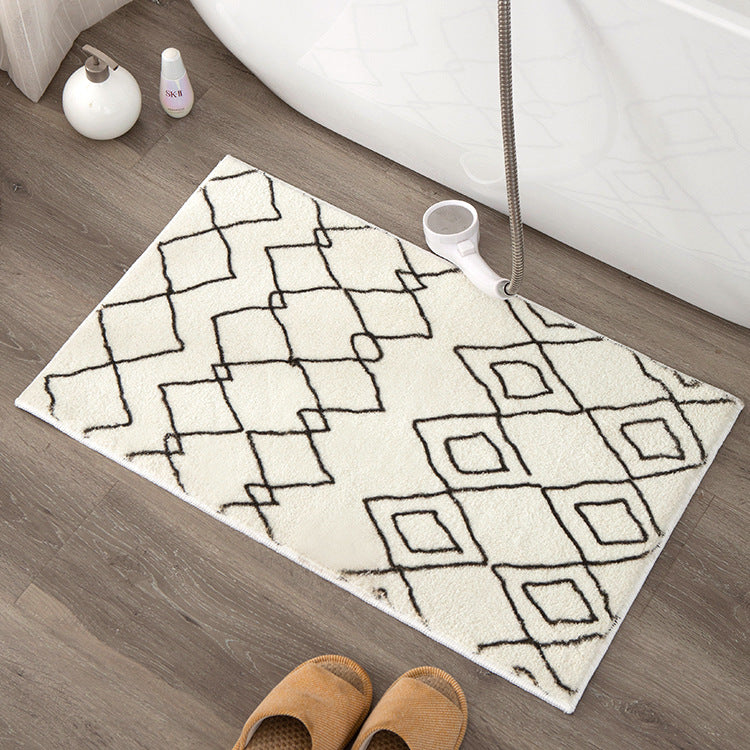 Soft high-pile bath mat rug with Berber-inspired diamond pattern Kalsten