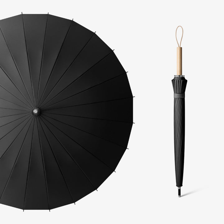 Ladies elegant foldable umbrella with ergonomic wooden handle and wind-resistant construction Kalsten
