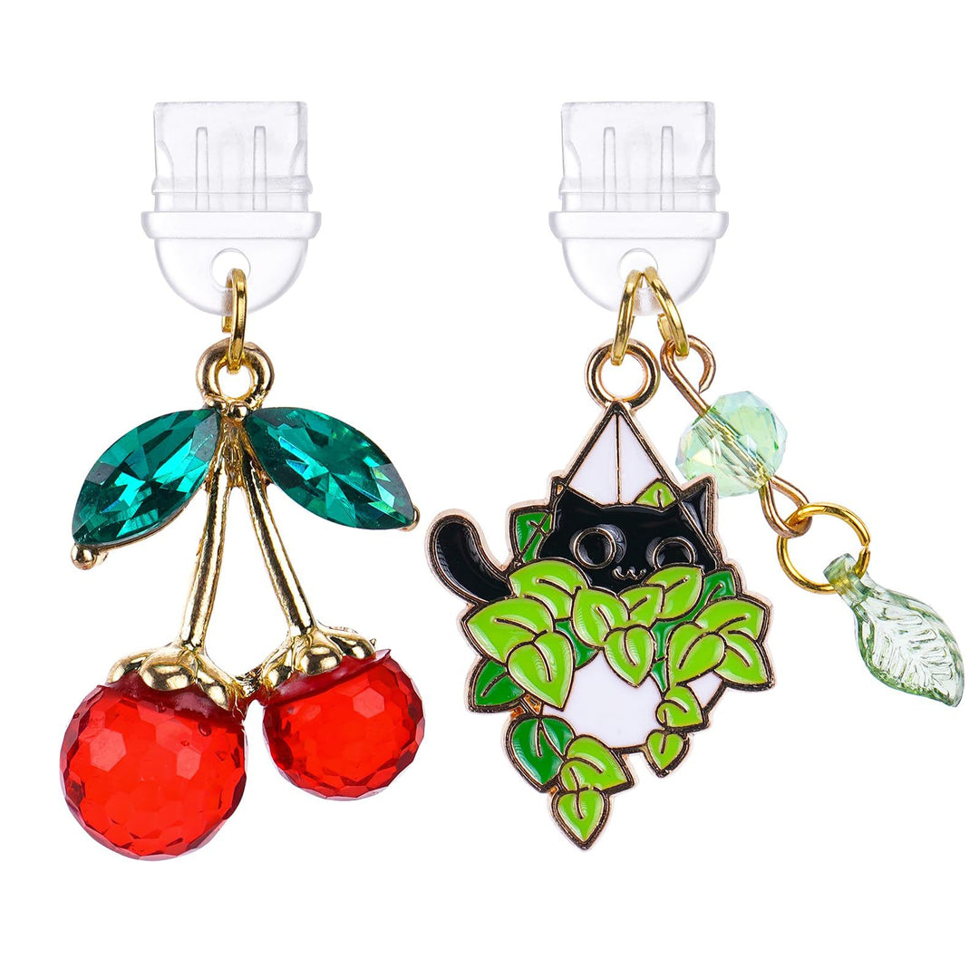 Playful Fruit and Cat Charm Earrings Kalsten