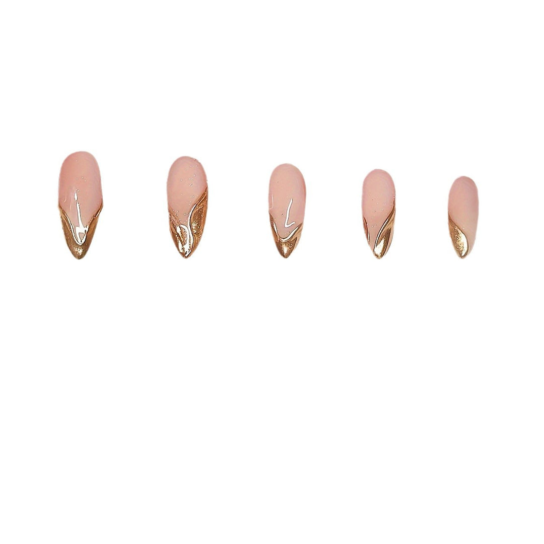 Elegant Stiletto Press-On Nails with Gold Accent Tips Kalsten