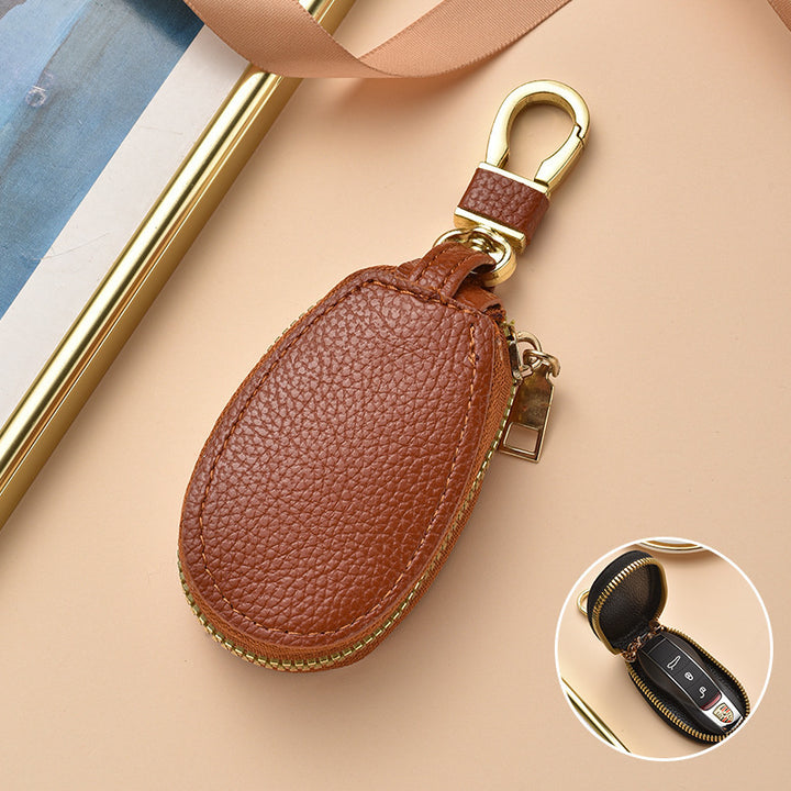 Compact Textured Leather Keychain Pouch Kalsten
