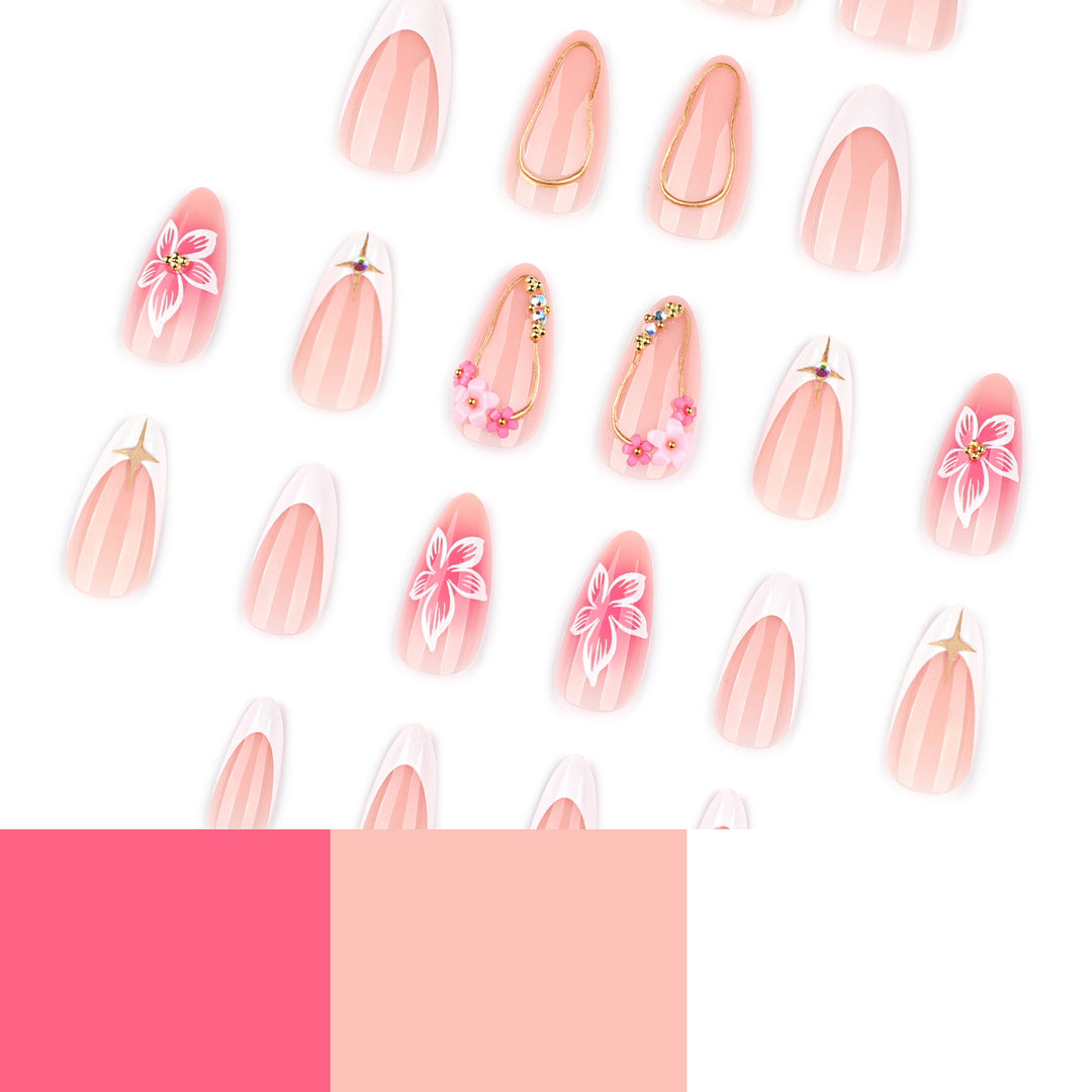 Artful Nail Extensions with Floral Accents Kalsten