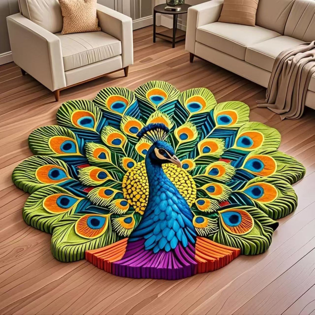 Peacock-Themed Decorative Area Rug