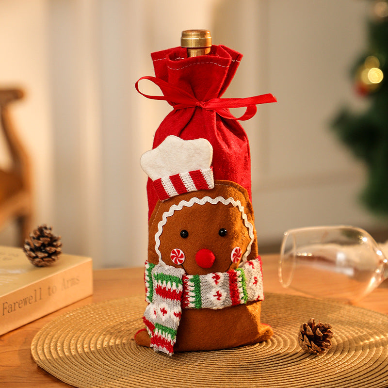 Decorative wine bottle cover in gingerbread man design Kalsten