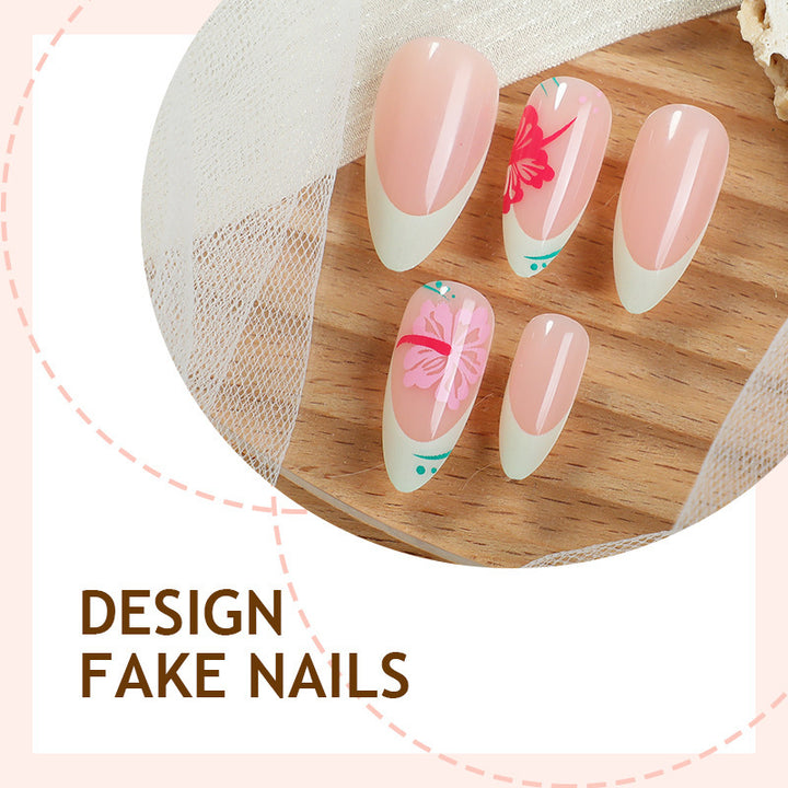 Acrylic nail set with stylish floral tips Kalsten
