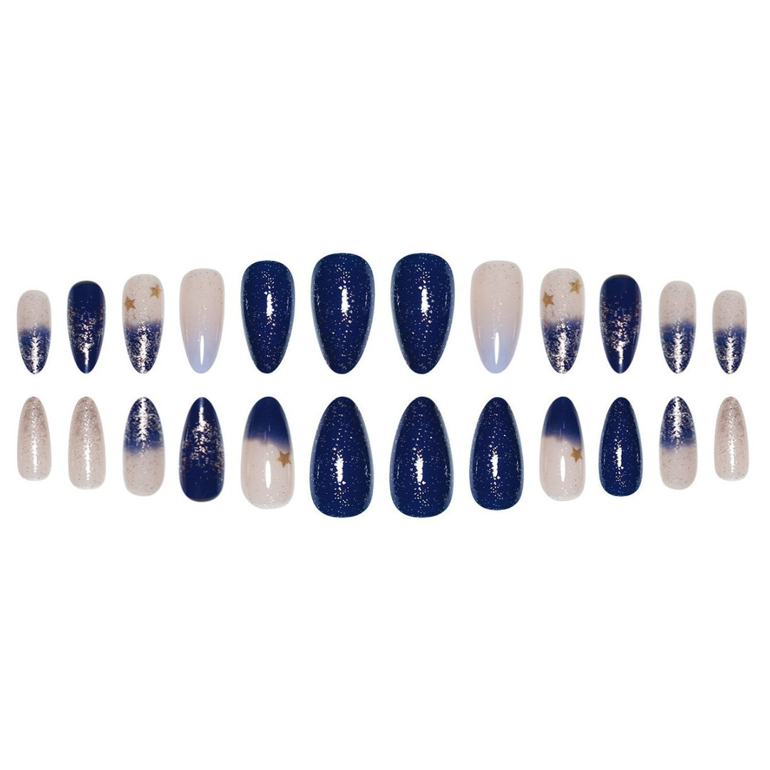 Stiletto Press-On Nail Art Extensions with Starry Designs Kalsten