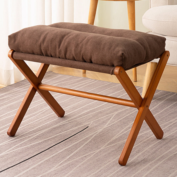 Folding Stool with Padded Seat and Stable Wooden Frame Kalsten