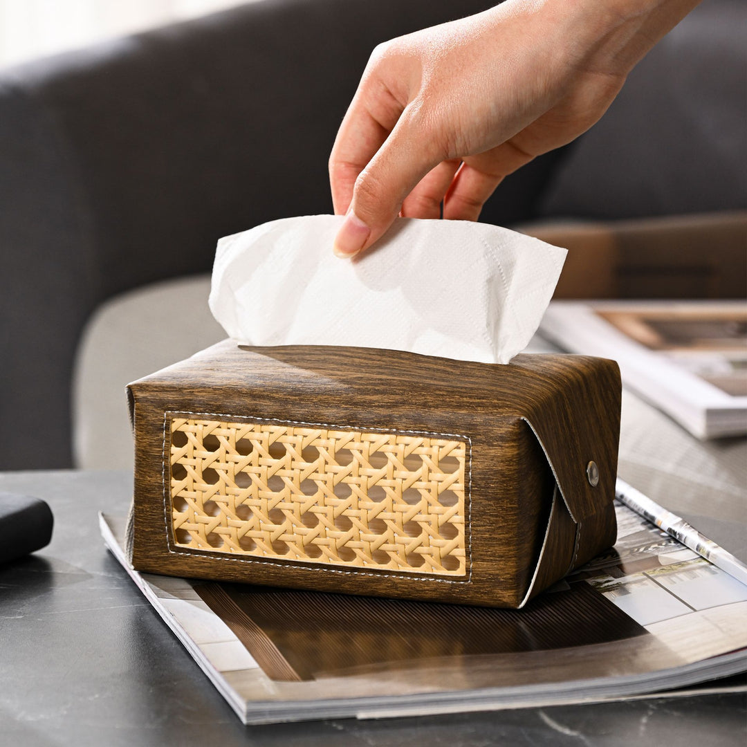 Decorative Rattan Patterned Tissue Box Holder Kalsten