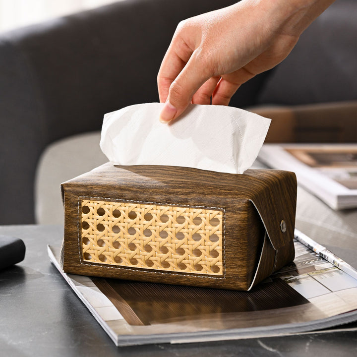 Decorative Rattan Patterned Tissue Box Holder Kalsten