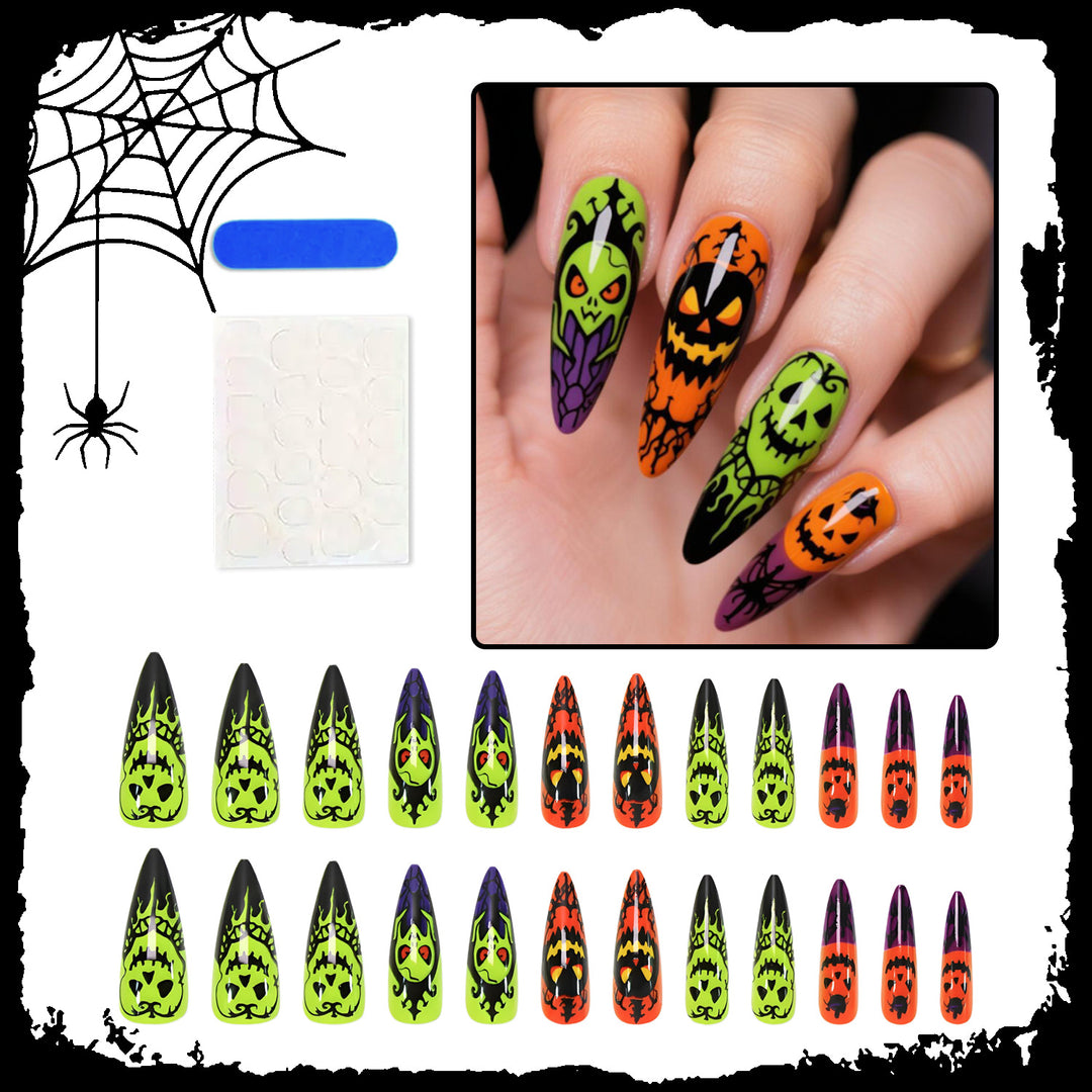 Art nail set with unique spooky designs Kalsten