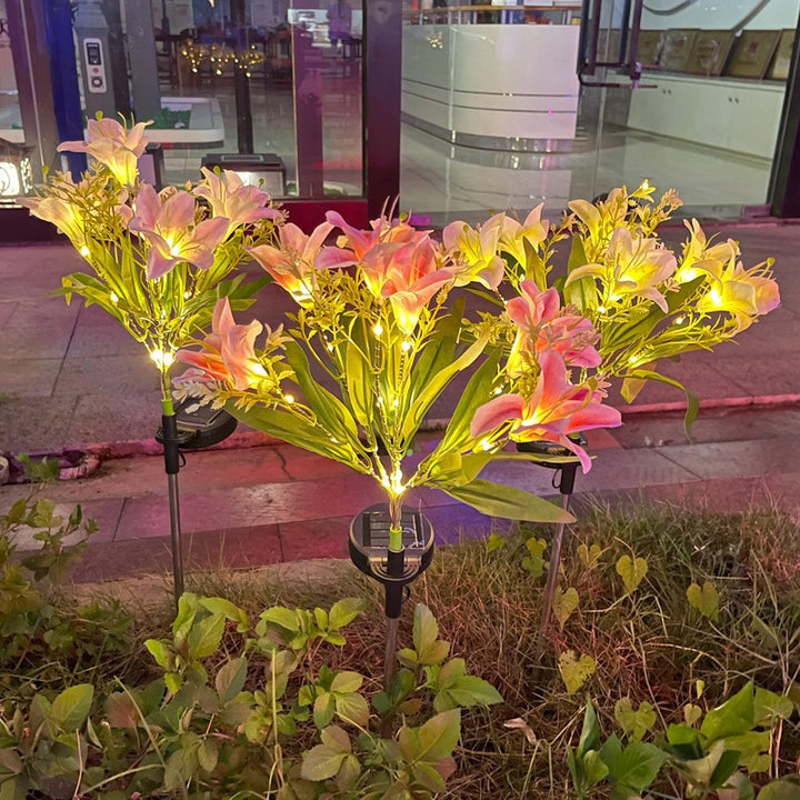 Solar Powered Artificial Lily Garden Stake Lights With Warm LED Fairy String Kalsten