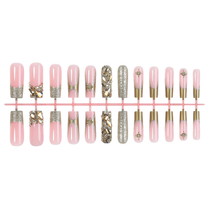 Premium Decorative Press-On Nail Set with Elegant Gold Accents Kalsten