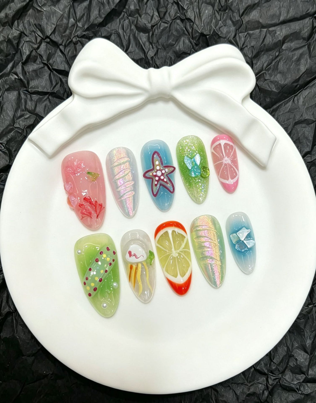 Charming Handcrafted Press-On Nail Art Set