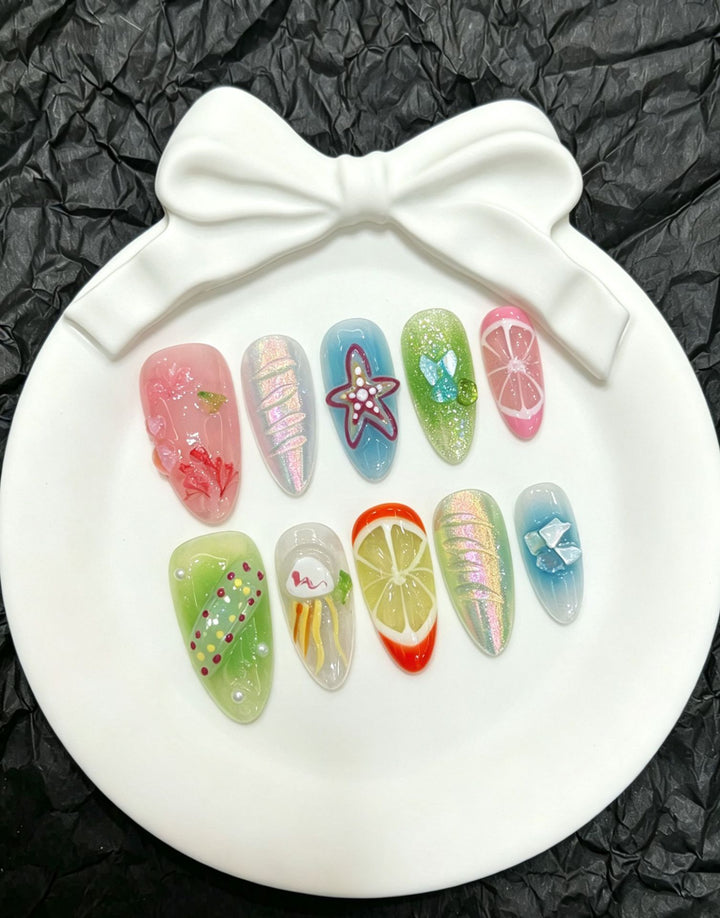 Charming Handcrafted Press-On Nail Art Set