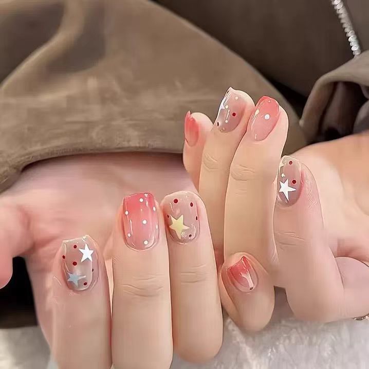 Artificial nails with elegant ombre effect and glitter coating Kalsten