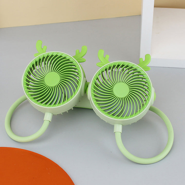 Women's Wearable Neck Fan with Dual Rotating Blades Kalsten